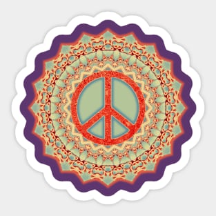 Lotus Flower Peace Mandala Red Ice Blue Sticker